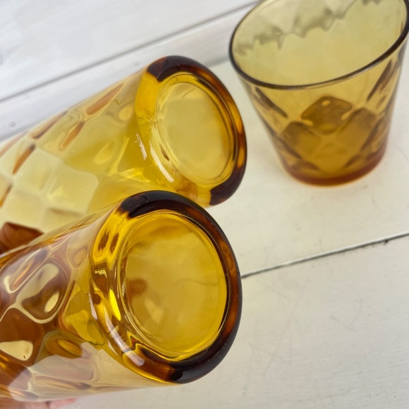 Vintage Anchor Hocking Whitehall Amber Glass Tumblers Water Glasses - Lot of 3 - Picture 6 of 6